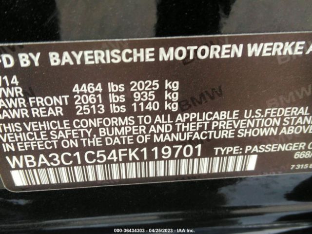 WBA3C1C54FK119701 BMW 3 Series 328i