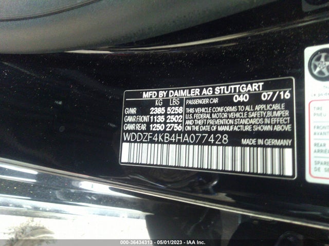 2017 MERCEDES-BENZ E-CLASS E 300 VIN: WDDZF4KB4HA077428