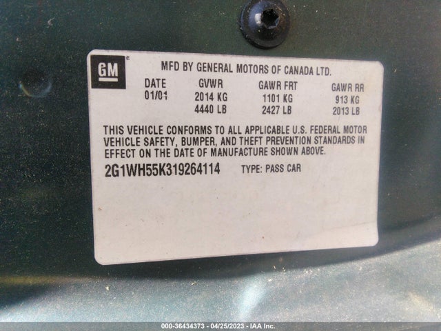 2001 CHEVROLET IMPALA LS VIN: 2G1WH55K319264114
