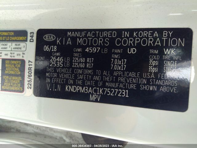 KNDPM3AC1K7527231 KIA Sportage Lx