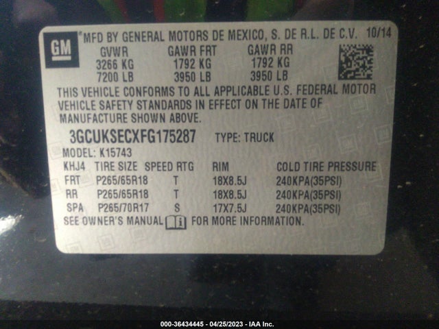 Chevrolet Silverado 1500 Ltz 2015 3GCUKSECXFG175287 Image 10