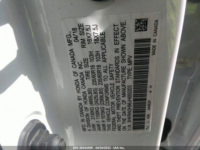 Honda Cr-v Touring 2018 2HKRW2H96JH650203 Image 9
