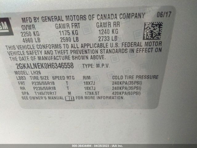 2GKALNEK0H6346558 GMC Terrain Sle