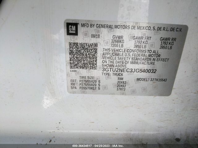 3GTU2NEC3JG540032 GMC Sierra 1500 Slt