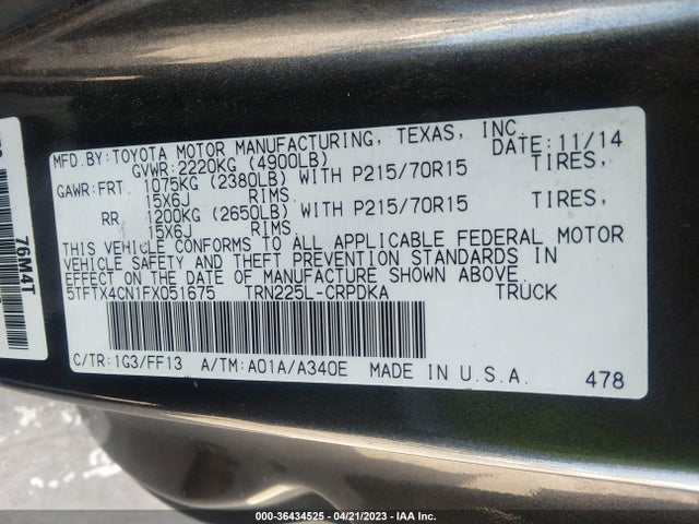 Toyota TACOMA 2015 5TFTX4CN1FX051675 Image 11