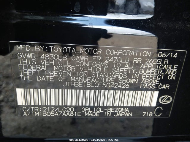 JTHBE1BL0E5042426 Lexus GS 350