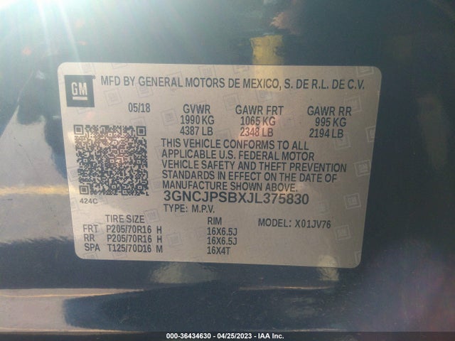 Chevrolet Trax Lt 2018 3GNCJPSBXJL375830 Image 10