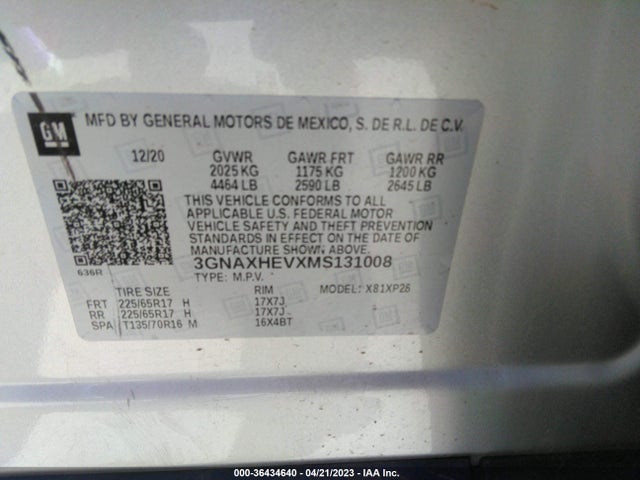 Chevrolet EQUINOX LS 2021 3GNAXHEVXMS131008 Image 9