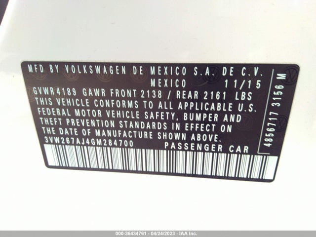 3VW267AJ4GM284700 Volkswagen Jetta Sedan 1.4t S