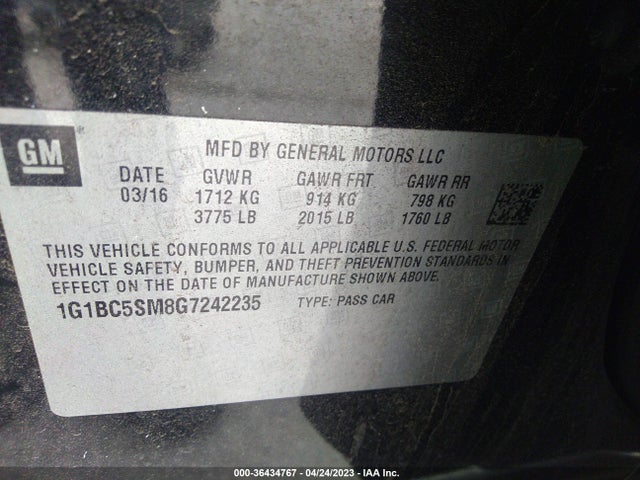 Chevrolet CRUZE LS 2016 1G1BC5SM8G7242235 Image 10