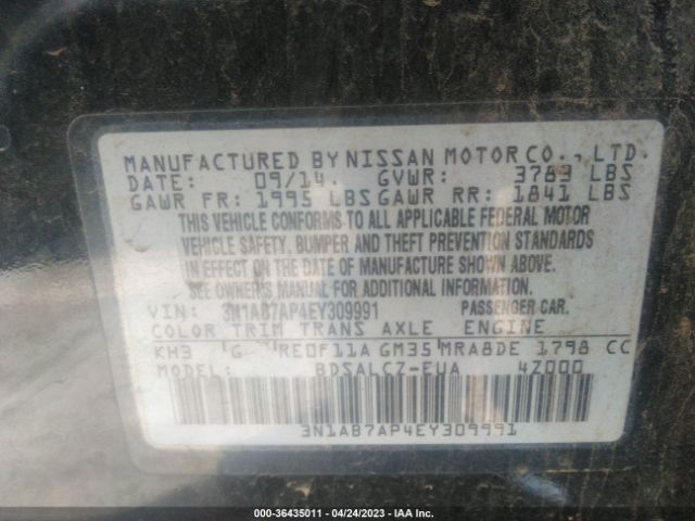 3N1AB7AP4EY309991 Nissan Sentra Fe+ S