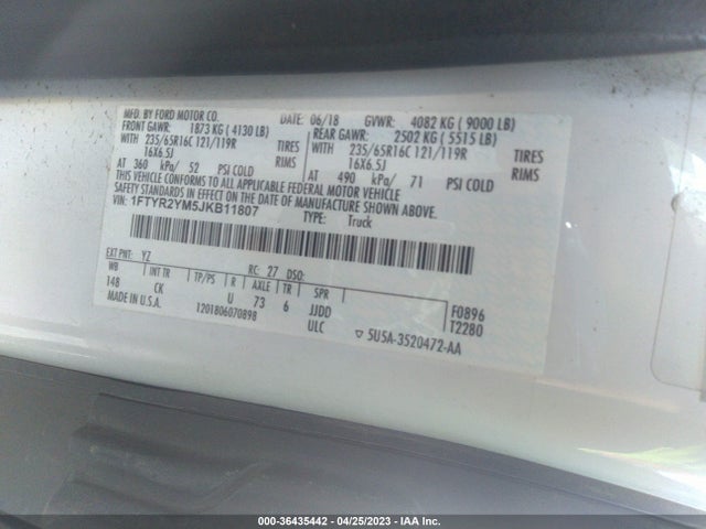 Ford TRANSIT VAN 2018 1FTYR2YM5JKB11807 Image 9