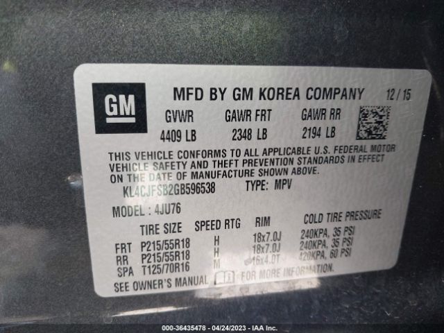 KL4CJFSB2GB596538 Buick Encore Convenience