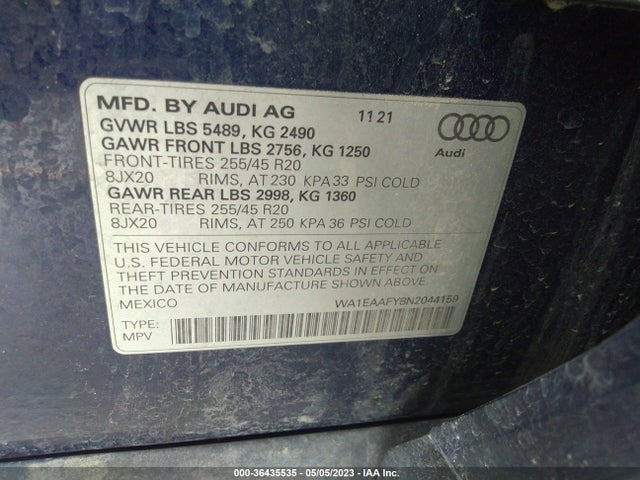 WA1EAAFY8N2044159 Audi Q5 S Line Premium Plus