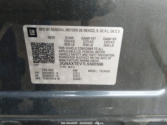 Chevrolet EQUINOX LT 2020 3GNAXTEV7LS500506 Image 9