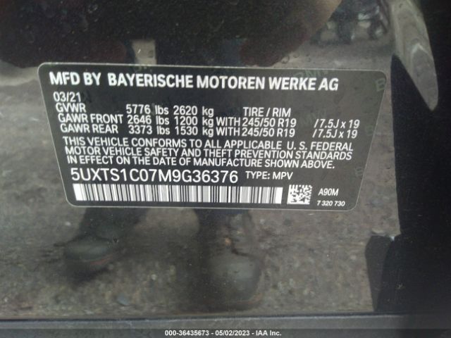 5UXTS1C07M9G36376 BMW X3 Xdrive30e