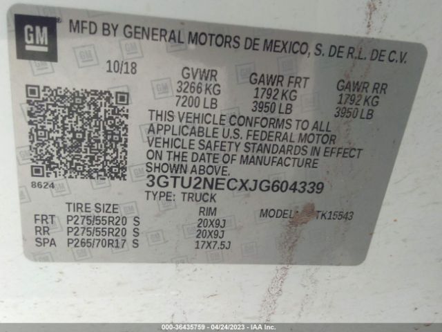 3GTU2NECXJG604339 GMC Sierra 1500 Slt