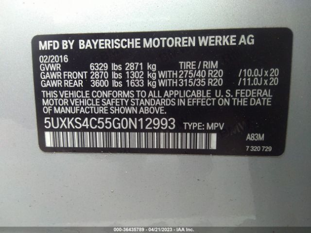 5UXKS4C55G0N12993 BMW X5 Xdrive35d