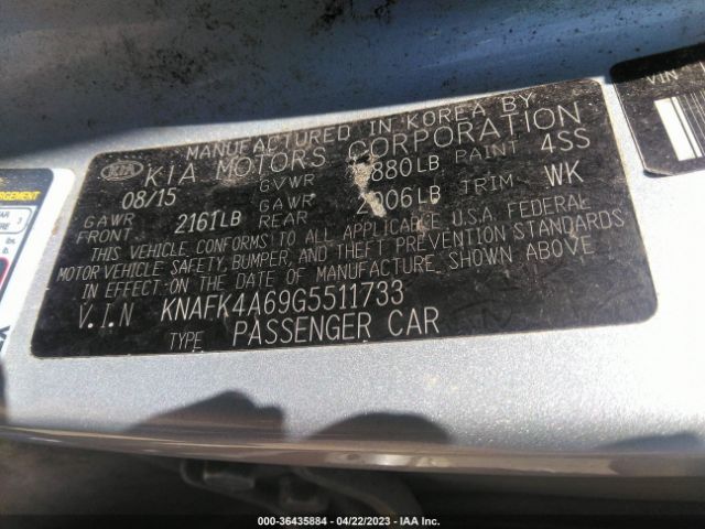 KNAFK4A69G5511733 KIA FORTE LX