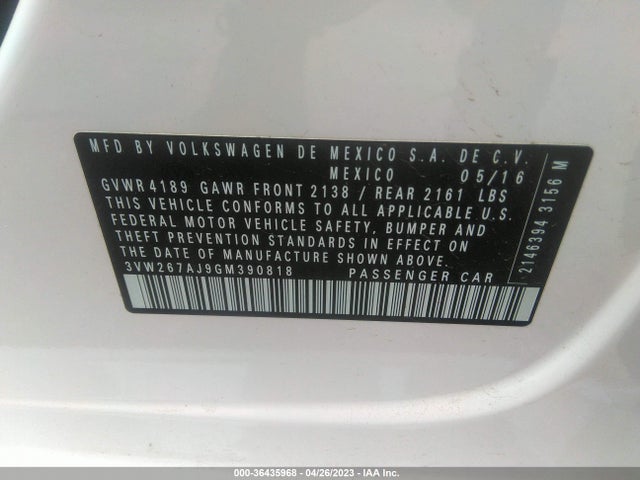 3VW267AJ9GM390818 Volkswagen Jetta Sedan 1.4t S