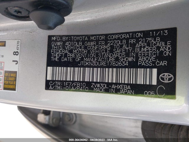 Toyota Prius Four/five/three/one/two 2014 JTDKN3DUXE1762634 Image 10