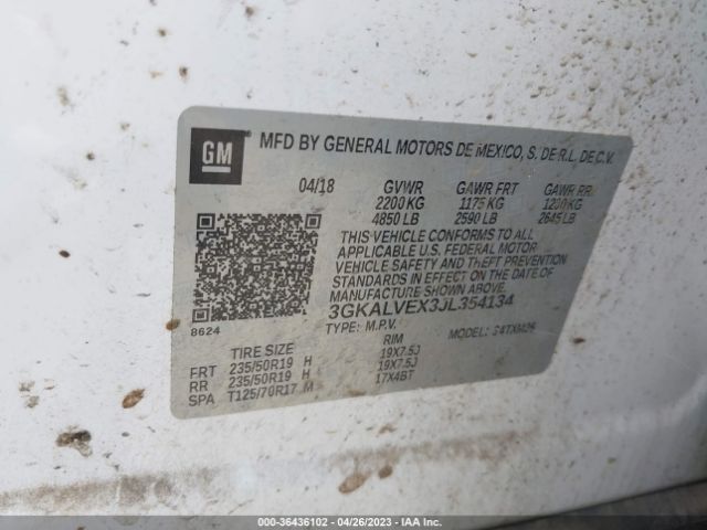 3GKALVEX3JL354134 GMC Terrain Slt