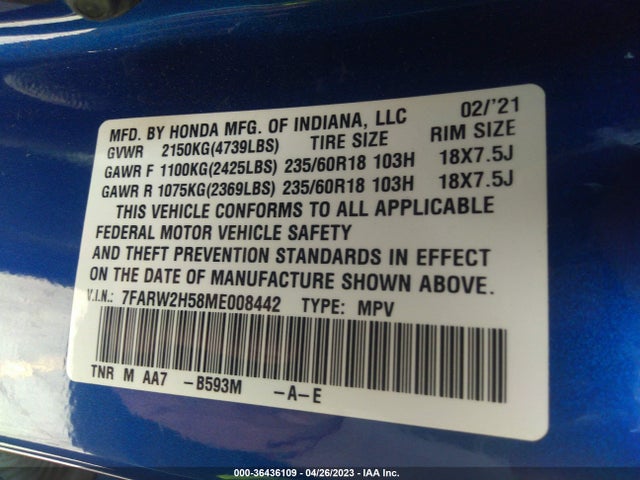 Honda CR-V EX 2021 7FARW2H58ME008442 Image 9