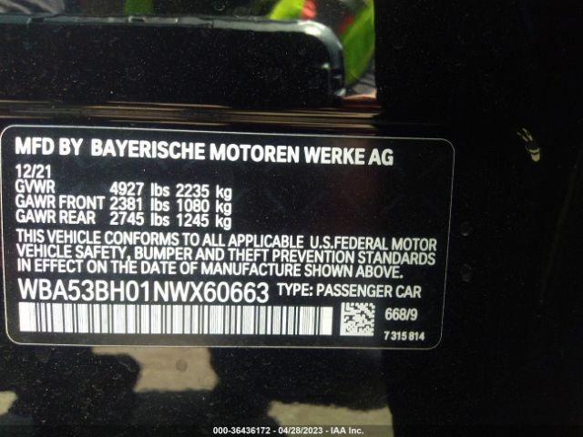 WBA53BH01NWX60663 BMW 5 Series 530i