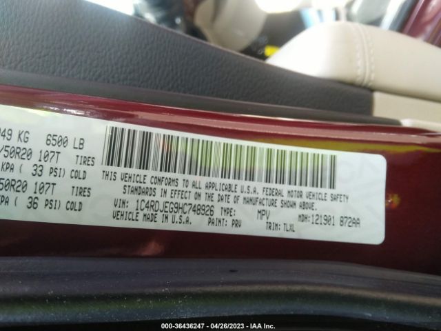 1C4RDJEG9HC748926 Dodge Durango Citadel