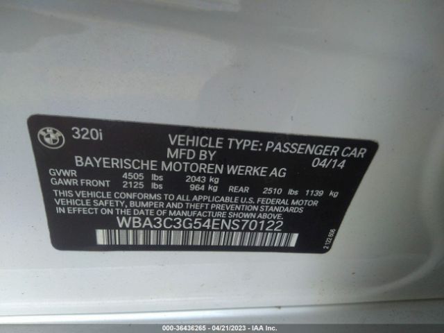 WBA3C3G54ENS70122 BMW 3 Series 320i Xdrive