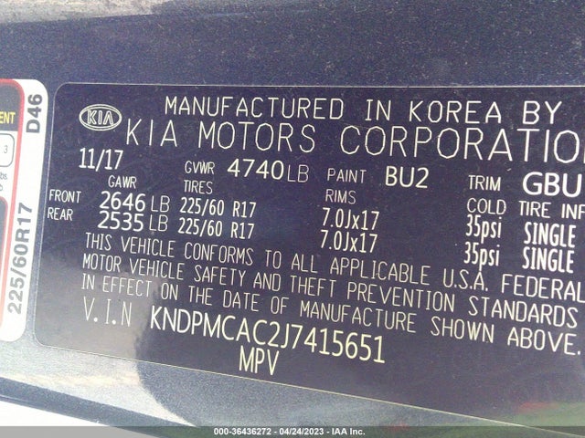 2018 KIA SPORTAGE LX VIN: KNDPMCAC2J7415651