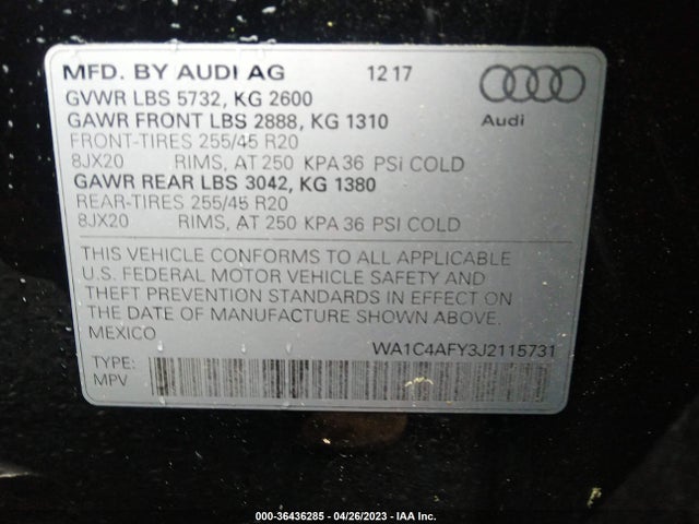 WA1C4AFY3J2115731 Audi Sq5 3.0t Premium Plus
