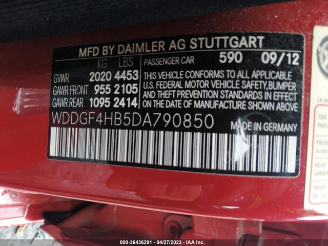 2013 MERCEDES-BENZ C-CLASS C 250 VIN: WDDGF4HB5DA790850
