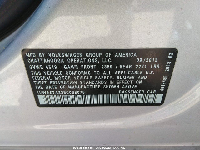 1VWAS7A33EC033075 Volkswagen PASSAT S