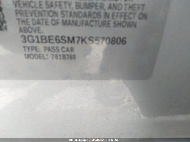 Chevrolet CRUZE LT 2019 3G1BE6SM7KS570806 Image 9