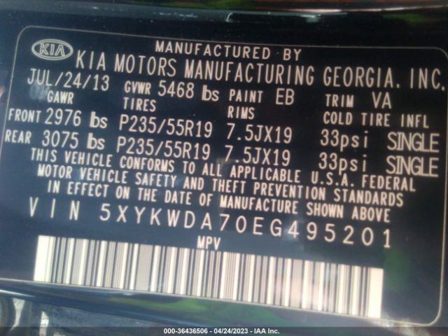 5XYKWDA70EG495201 KIA SORENTO SX