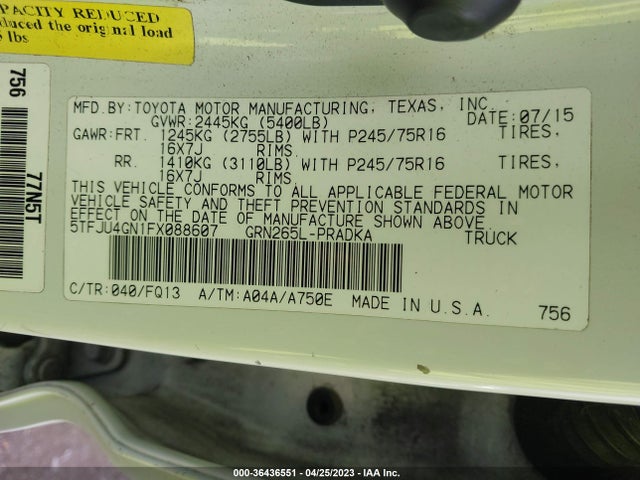 Toyota Tacoma Prerunner 2015 5TFJU4GN1FX088607 Image 11