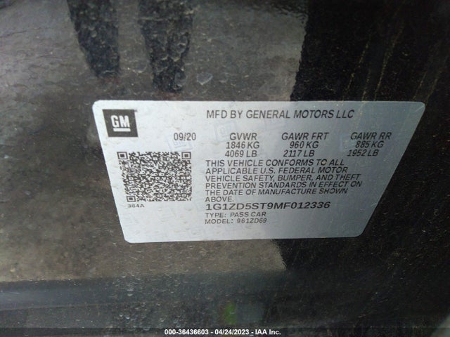 Chevrolet MALIBU LT 2021 1G1ZD5ST9MF012336 Image 9