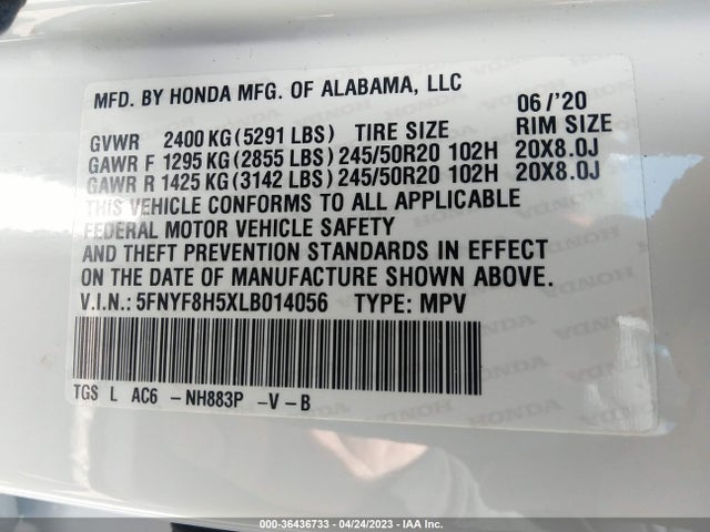 Honda Passport Ex-l 2020 5FNYF8H5XLB014056 Image 9