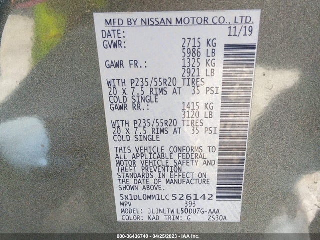 2020 INFINITI QX60 LUXE VIN: 5N1DL0MM1LC526142