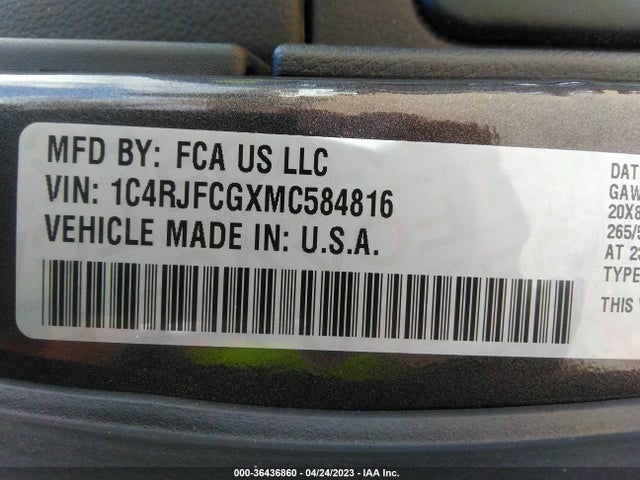 1C4RJFCGXMC584816 Jeep Grand Cherokee Overland