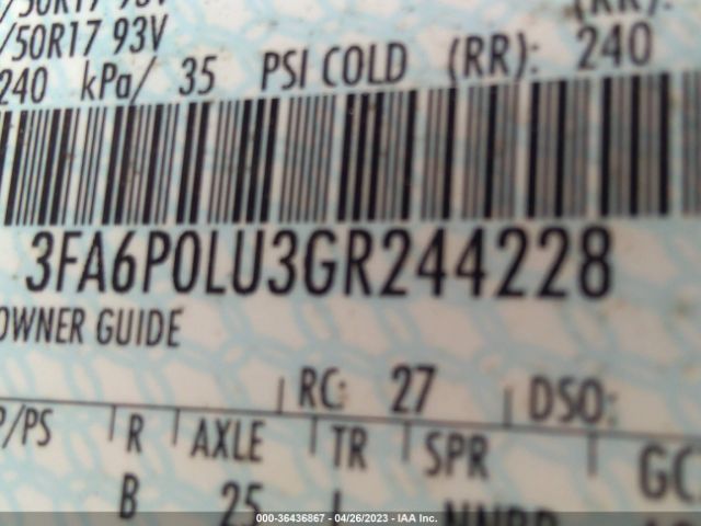 3FA6P0LU3GR244228 Ford Fusion Se Hybrid