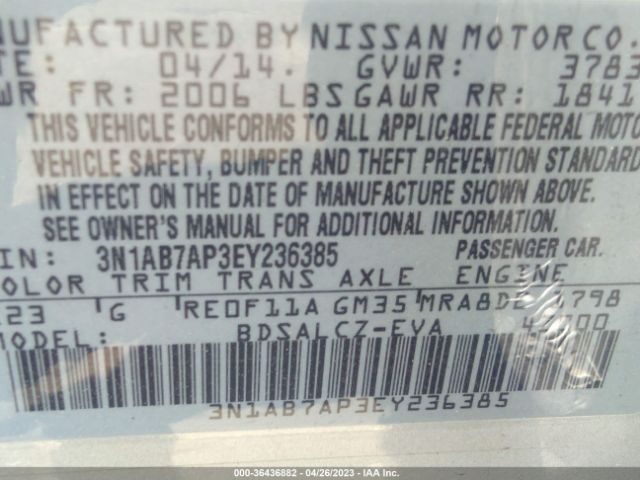 3N1AB7AP3EY236385 Nissan SENTRA S
