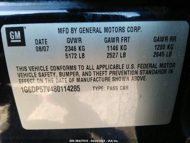 2008 CADILLAC CTS AWD W/1SB VIN: 1G6DP57V480114285