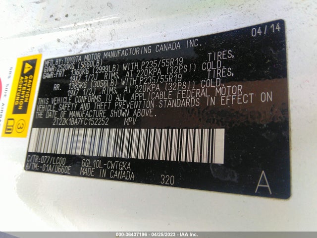 2T2ZK1BA7FC152252 Lexus RX 350