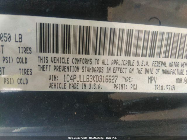 1C4PJLLB3KD316627 Jeep Cherokee Latitude Plus