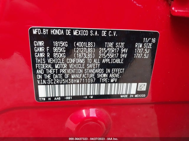 Honda HR-V LX 2017 3CZRU5H38HM711097 Image 9