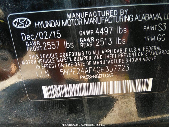 Hyundai Sonata 2.4l Se 2016 5NPE24AF4GH357723 Image 10