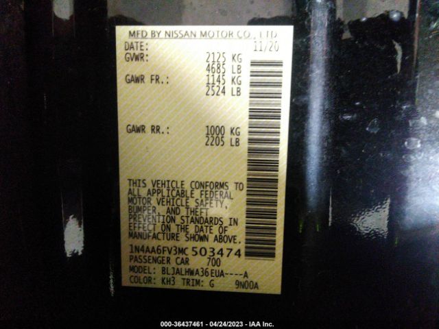 1N4AA6FV3MC503474 Nissan Maxima Platinum