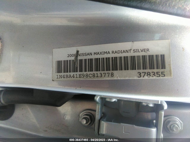 2008 NISSAN MAXIMA 3.5 SL VIN: 1N4BA41E98C813778